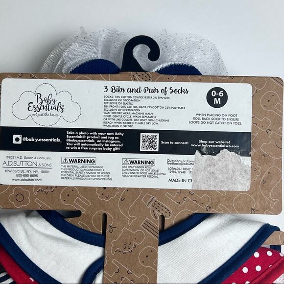 Baby Essentials July Fourth Bib and 1 Pair Socks Accessories Set - Picture 3 of 9